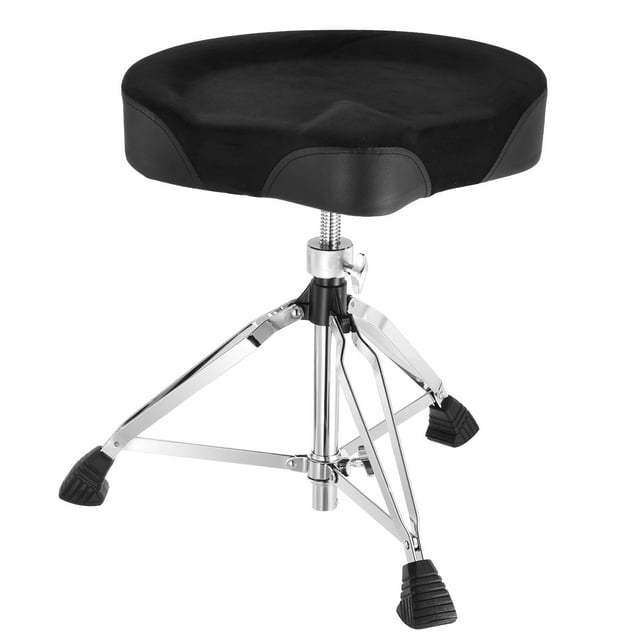 Uxcell Drum Throne, Saddle Drum Seat, Height Adjustable Suede Motorcycle Style Drummer Stool