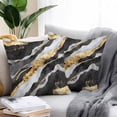 thumbnail image 2 of Abstract Art Outdoor Pillow Covers Pack of 2 Black Gold Gradient Marbling Water Ripple Waterproof Throw Pillow Covers Decorative Cushion Cases for Patio Garden Tent Balcony Couch 16x16 inch, 2 of 8