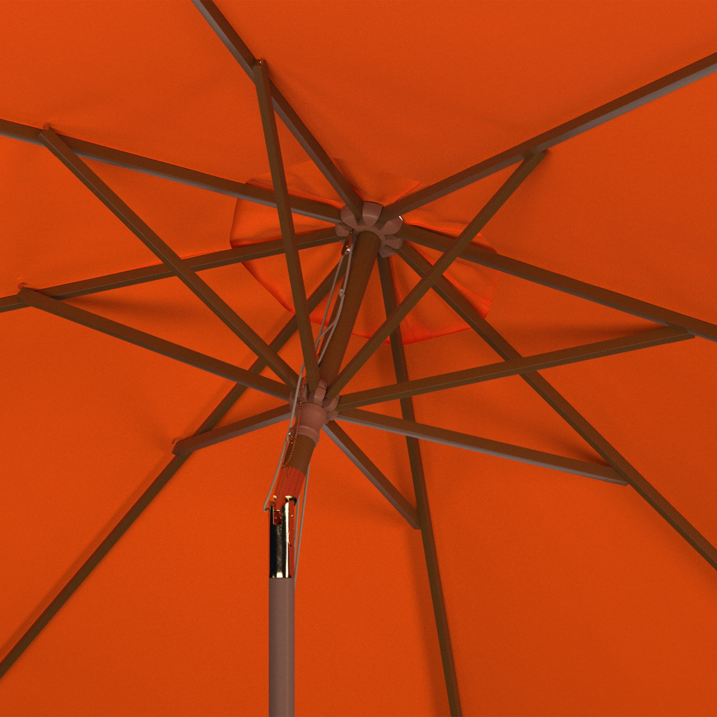 SAFAVIEH Cannes 9' Market Push Wooden Patio Umbrella, Orange