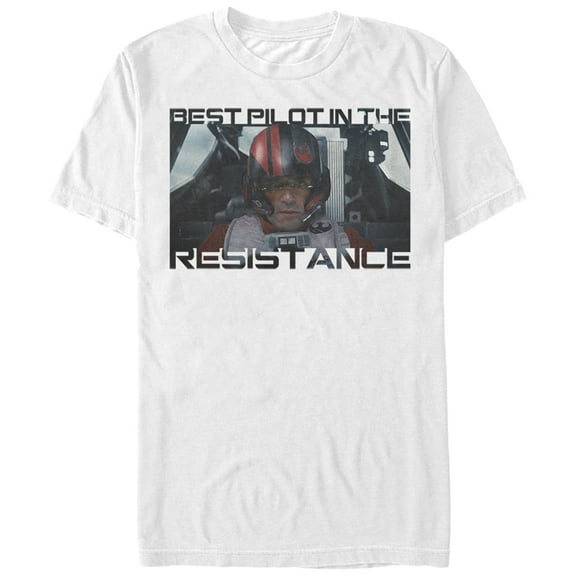 Men's Star Wars The Force Awakens Poe Best Pilot in the Resistance Graphic Tee White Small