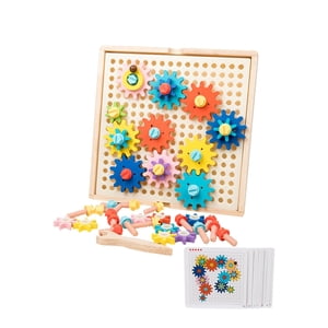 HILABEE Interlocking Gear Set Building Blocks Color Sorting Game Kid's Building Toys for