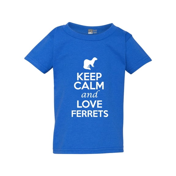 Keep Calm And Love Ferrets Animals Funny Toddler Kids T-Shirt Tee