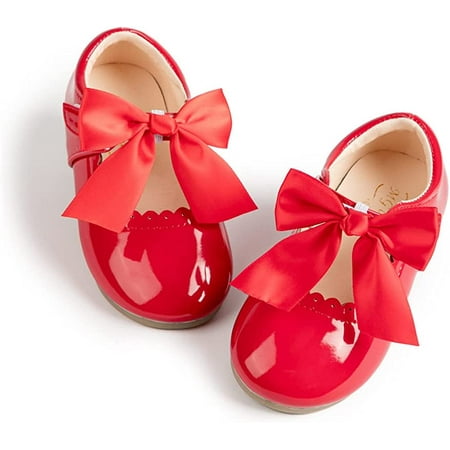 

QWZNDZGR Toddler Little Girl Mary Jane Dress Shoes Ballet Flats for Girl Party School Shoes Bowknot Princess Shoes