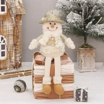 Neoyler Christmas Ornaments Christmas Decorations Indoor Sitting Santa Claus Snowman Fabric Dolls Window Decor Classic Festive Statues Home Display 16.5 in Beige