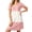 Pink, variant on Women's Nightgown Cotton Blend Stretchy Loose Short Sleeve V-Neck Color Block Sleepwear