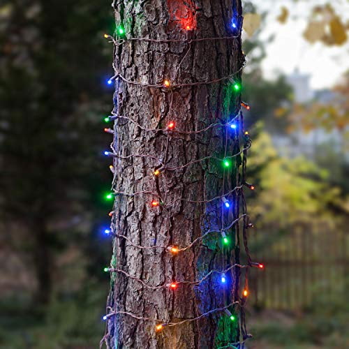 Brown Wire w 2' x 8' Multi-Color Mini Tree Trunk Wrap Christmas Net Lights 