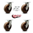 thumbnail image 2 of 8 Inch Heavy Duty High Temp Phenolic Swivel Caster Set with Swivel Locks Set 4, 2 of 2