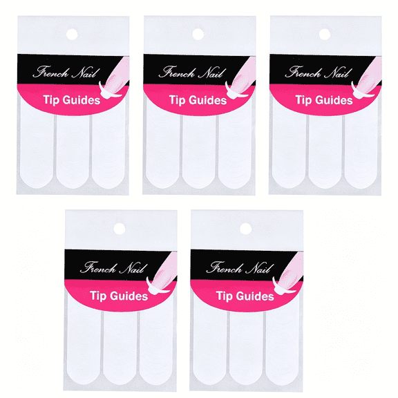 RAGUPEL 5 Sheets 240 Pcs White French Manicure Strips, Guide Moon Shape Design French Tip Stickers, Self-Adhesive Nail Tips for Manicure Decoration DIY Tools