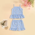 thumbnail image 2 of Xyant Toddler Baby Girl Summer Clothes Sleeveless Daisy Print Tank Top T-shirt Ruffle Stretch Plaid Shorts Set 6 12 18 24 Month 2T 3T 4T Cute Infant Girl Outfits (Blue,9-12 Months), 2 of 5