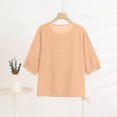 thumbnail image 3 of Qulqfy Women's 3/4 Sleeve Shirts Yellow Crew Neck Cute Petite Shirts Plain Women Drawstring Tops L, 3 of 3