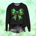 thumbnail image 2 of Saint Patricks Day Outfit Women Green Ribbon Bow Shirts Casual Long Sleeve Sweatshirt Crew Neck Pullover Tops Irish Shirts for Women, 2 of 4