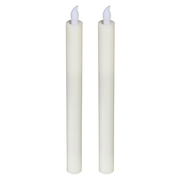 Ivory Battery Operated Flameless LED Wax Taper Candle, Set of 2