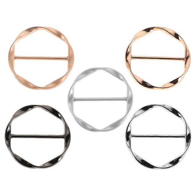 Fixed Adjustable Clothing Corner Buckle Metal Circle Scarf Clips for Women 5Pcs