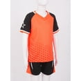 thumbnail image 2 of Kaerm Kids Boys Quickly Dry Football Basketball Uniform Training Suit Short Sleeve T-shirt and Shorts Orange 3XS, 2 of 7