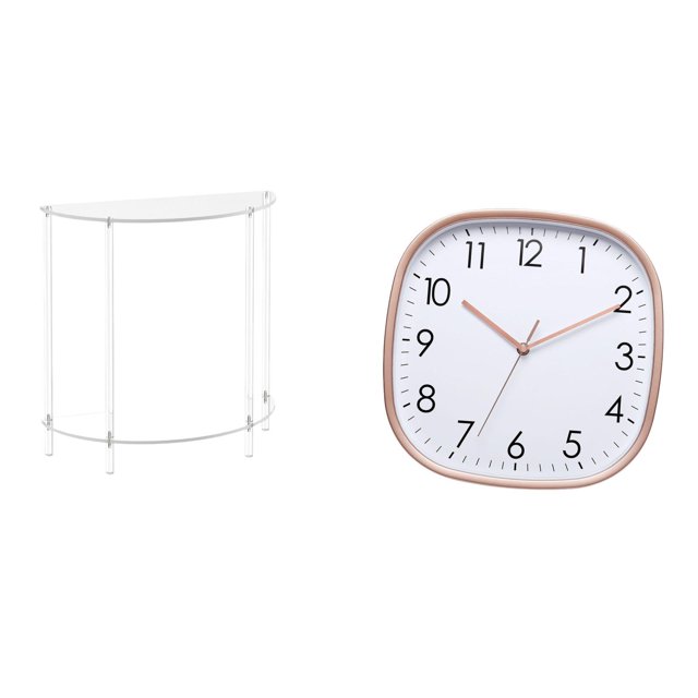 Mesita de noche de acrílico,Mesa auxiliar de acrílico transparente Mesa auxiliar transparente en capas,Mesa pequeña de acrílico,mesita de noche pequeña,compacta,Reloj de pared,Reloj de