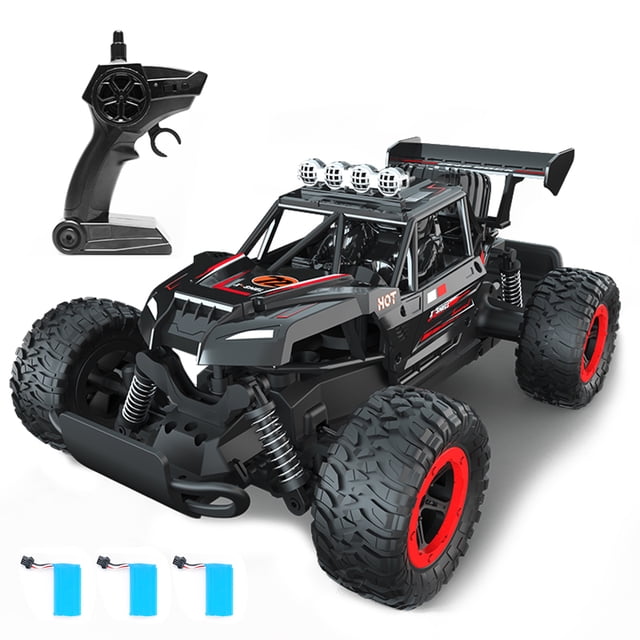 Red 2.4GHz 1:16 Scale RC Racing Car with Full Proportional Throttle, 3 Rechargeable 7.4V 500mAh Lithium Batteries, 40m Control Range, ABS Construction, Includes Remote Controller, USB Charger,