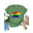 thumbnail image 3 of QAFOPEH Women Love Is Love Rainbow Print Crew Neck Short Sleeve Top, 3 of 7