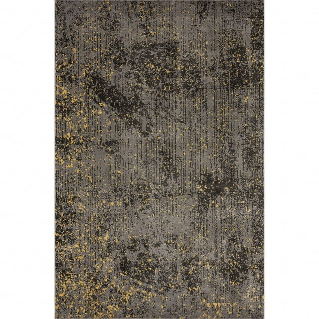 homeroots home decor 395769 8’ x 10’ Gray and Yellow Abstract Sprinkle Area Rug