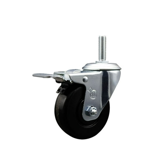 3.5 Inch Phenolic Wheel Swivel 3/4 Inch Threaded Stem Caster Total Lock Brake