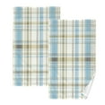thumbnail image 2 of 2 Pcs Absorbent Face Towel Bath Hand Towels Soft Breathable Cotton Towel Set for Bathroom Kitchen Hotel Spa Decor Light Blue and Brown Tartan, 2 of 8