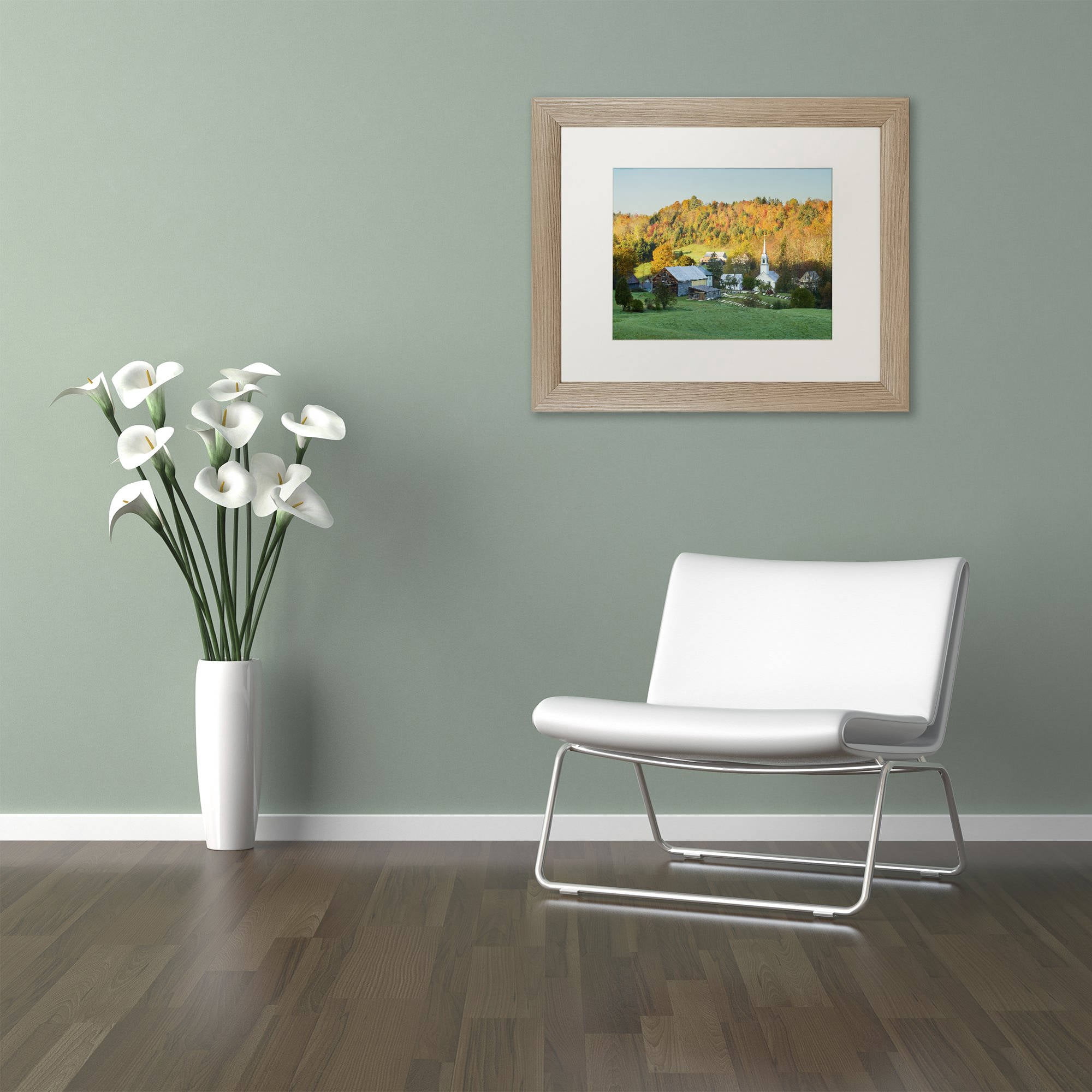 Trademark Fine Art "Fall Pastoral" Canvas Art by Michael Blanchette Photography White Matte, Birch Frame
