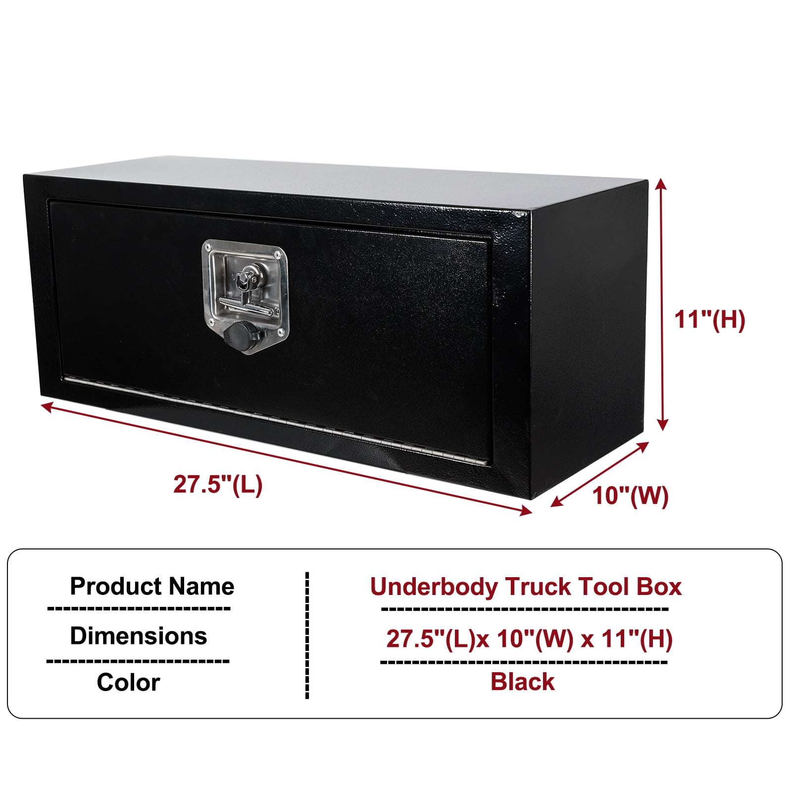 Steel Underbody Truck Tool Box with T-Handle Lock Latch, Truck ToolBox Truck Storage Organizer Tool Box Chest For Organization And Storage, Job Tool Chest