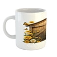 thumbnail image 2 of Ambesonne Rustic Ceramic Coffee Mug, Barn Cottage Summer Flowers, 11 oz, Earth Yellow and Cocoa, 2 of 4