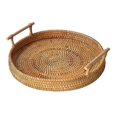 thumbnail image 1 of Cesta redonda tejida a mano para almacenamiento de frutas, bandeja artesanal para servir pan de ratán, bandejas de almacenamiento (L) LingWen 9024715840882, 1 of 1