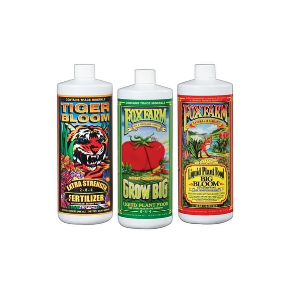 Fox Farm FX14049 Liquid Nutrient Trio Soil Formula: Big Bloom, Grow Big, Tiger Bloom (Pack of 3 - 32 oz. bottles)
