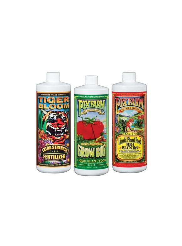 Fox Farm FX14049 Liquid Nutrient Trio Soil Formula: Big Bloom, Grow Big, Tiger Bloom (Pack of 3 - 32 oz. bottles)