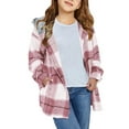 thumbnail image 3 of Auburet Girls Cute Flannel Plaid Button Down Top with Pockets Long Sleeve Hooded Jacket, 3 of 4