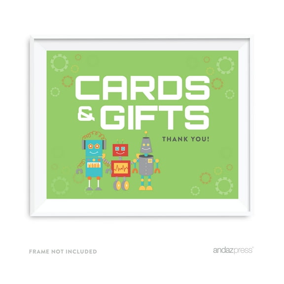 Cards & Gifts Robot Birthday Party Signs