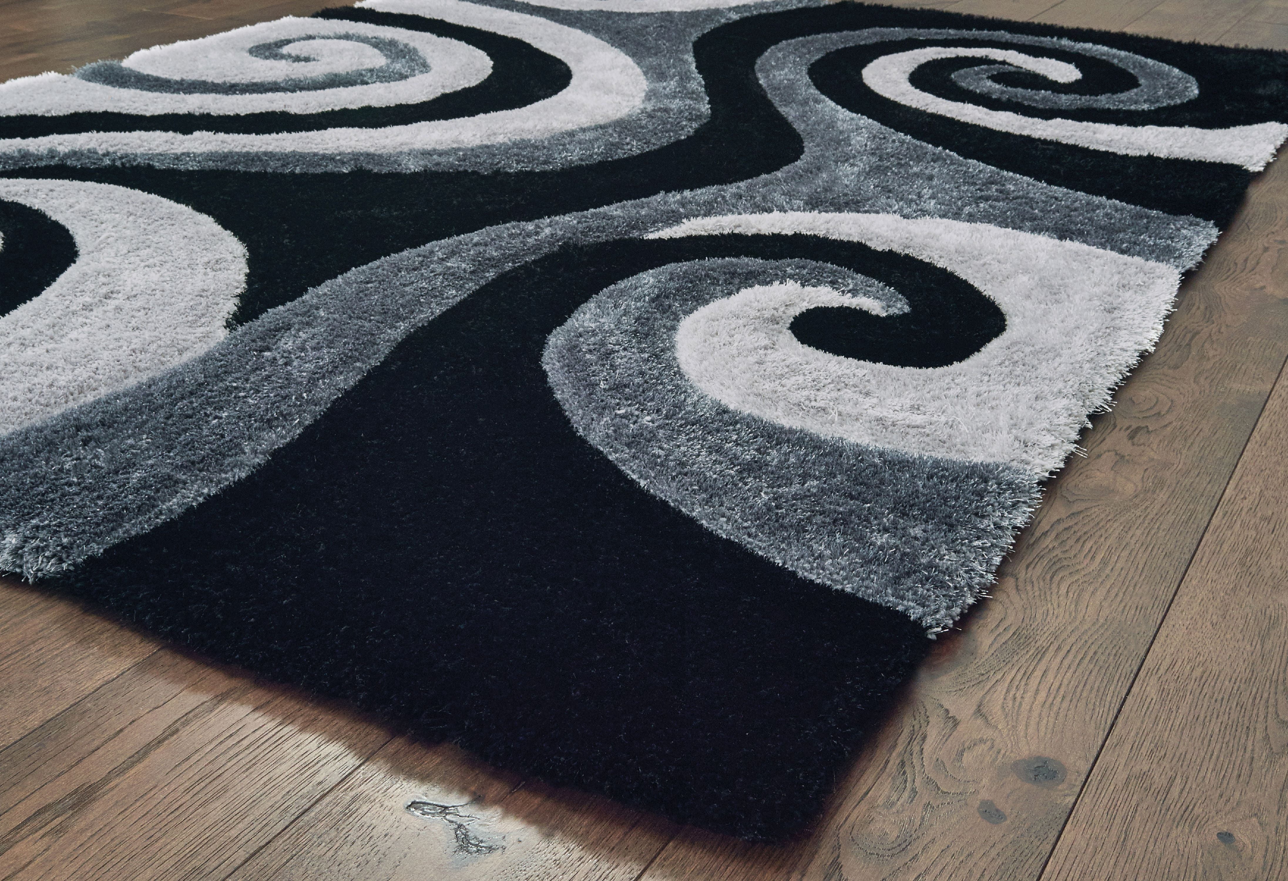 United Weavers Veria Cissa Shag Black Hand Carved Polyester Area Rug