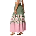 thumbnail image 4 of LWavelet Women's Floral Print Tiered Maxi Skirt, Elastic Waist with Pockets, Boho Summer & Beach Long Skirt Pink M, 4 of 6