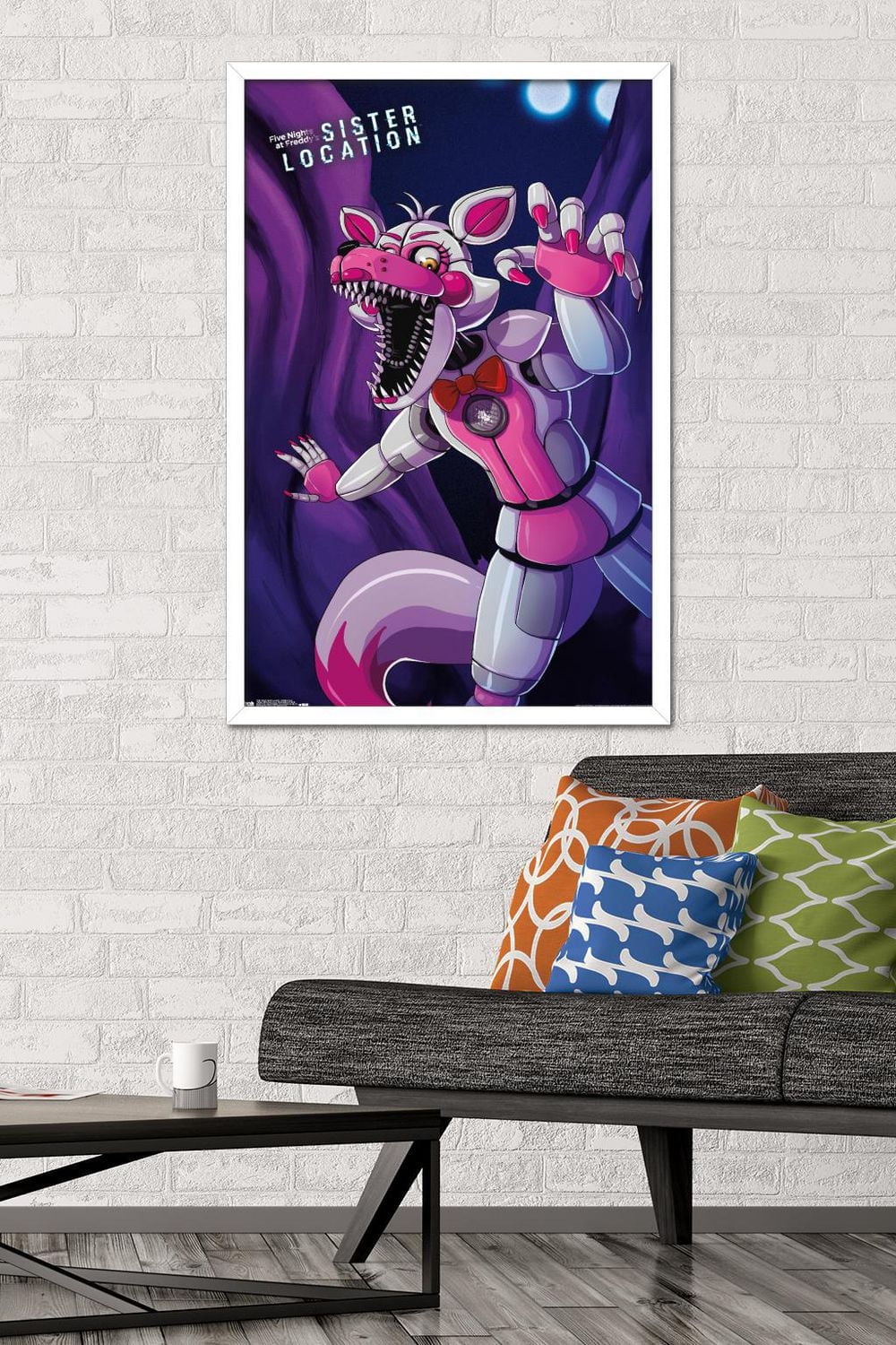 Five Nights at Freddy's: Sister Location - Funtime Foxy Wall Poster, 14.725" x 22.375" Framed