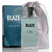 NovoGlow Blaze Eau De Parfum, Cologne for Men 3.4 Oz Full Size with Suede Pouch