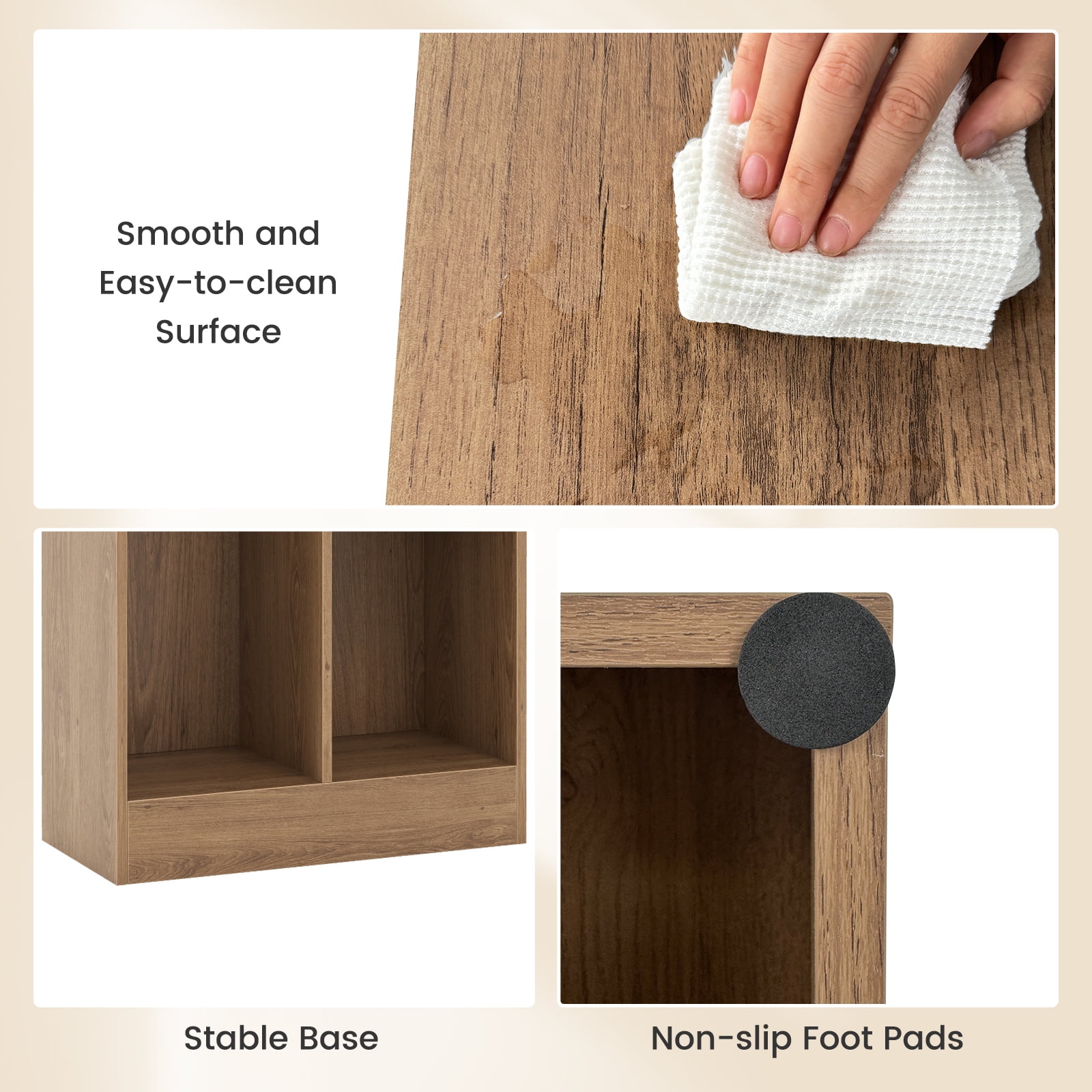 Giantex 5-Cube Bookcase, Freestanding Bookshelf w/ 2 Anti-toppling Kits, Modern Storage Unit, Display Shelving, Natural
