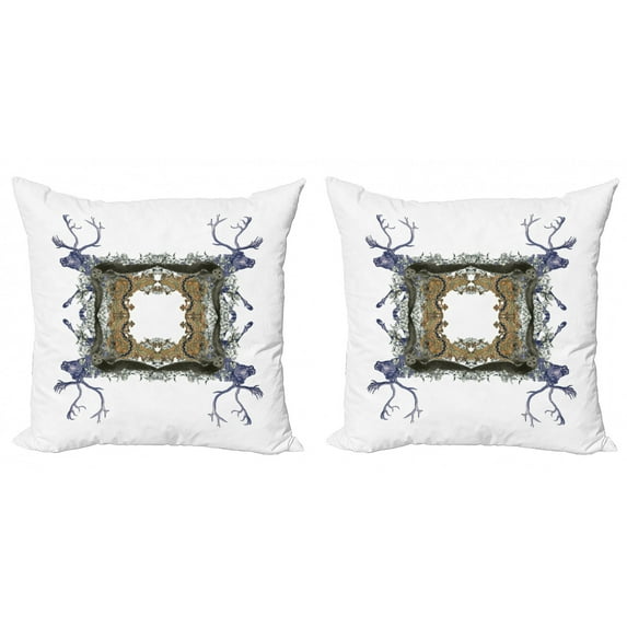 Ambesonne Victorian Throw Pillow Cover 2 Pack, Hunter Wild Animals, 24", Violet Tan Pearl