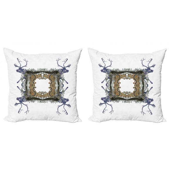 Ambesonne Victorian Throw Pillow Cover 2 Pack, Hunter Wild Animals, 16", Violet Tan Pearl