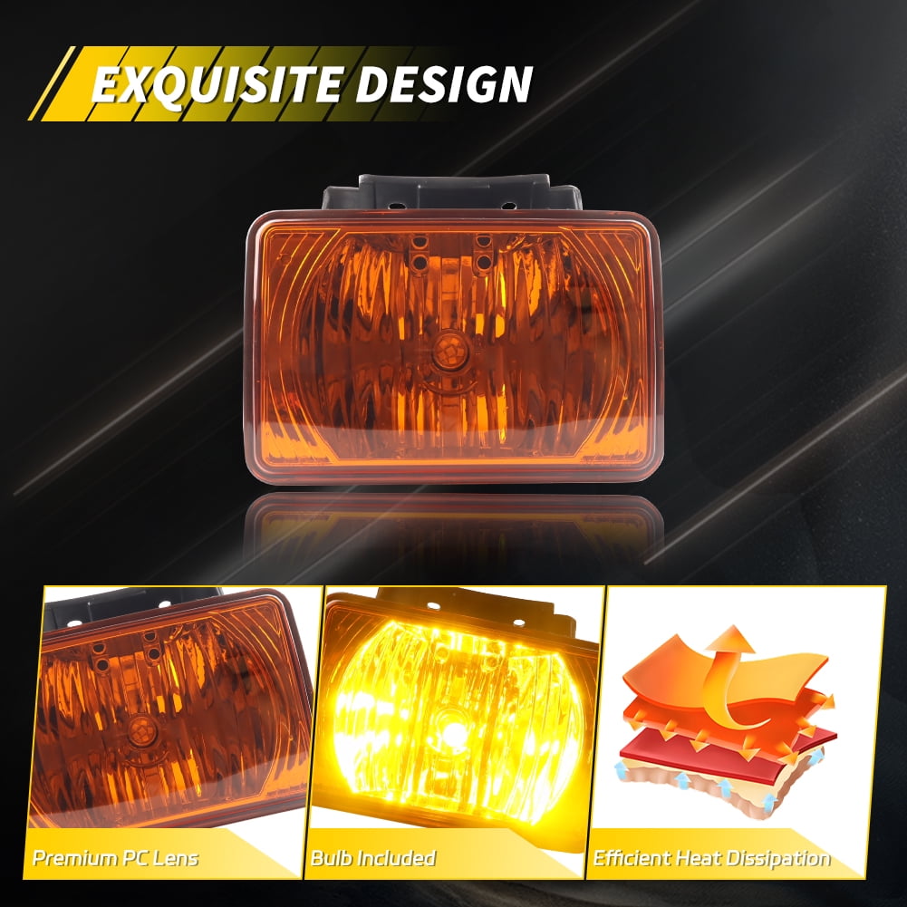 2PCS Amber Lens Front Bumper Fog Lights with  Amber LED For  2004 2005 2006 2007 2008 2009 2010 2011 2012 Chevy Colorado/GMC Canyon 2006 Isuzu i-280/i-350 2007-2008 Isuzu i-290/i-370