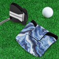 thumbnail image 5 of Haosy Blue Black White Marble Golf Mallet Putter Cover Strong Magnetic Leather Golf Club Headcover Closure, 5 of 7