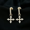 thumbnail image 6 of Rosec Jewels Lab Created Diamond Cross Earrings with Screw Back - Cross Drop Earrings - EF-VS Grade, 14K Yellow Gold, 6 of 9