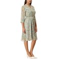 thumbnail image 4 of INSPIRE CHIC Vestido Camisero Floral Elegante para Mujeres con Cuello en V, Manga 3/4, Con Cinta Frontal, Vestido Fluido de Chifón XL Azul Claro, 4 of 6