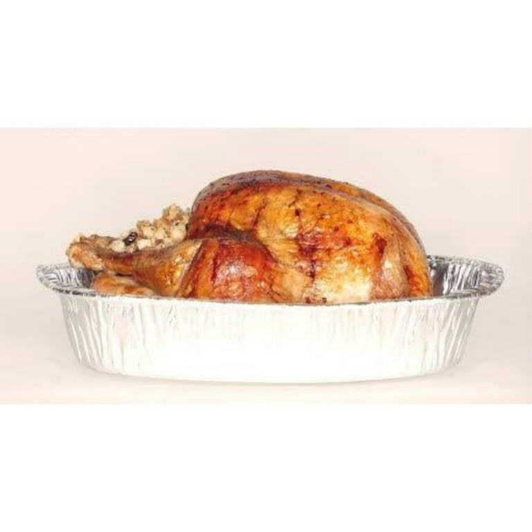 Disposable Durable Oval Roaster Pan - Turkey Roasting Pans Extra Large,  Heavy-Duty Aluminum Foil | Deep, Oval Shape for Chicken, Meat, Brisket