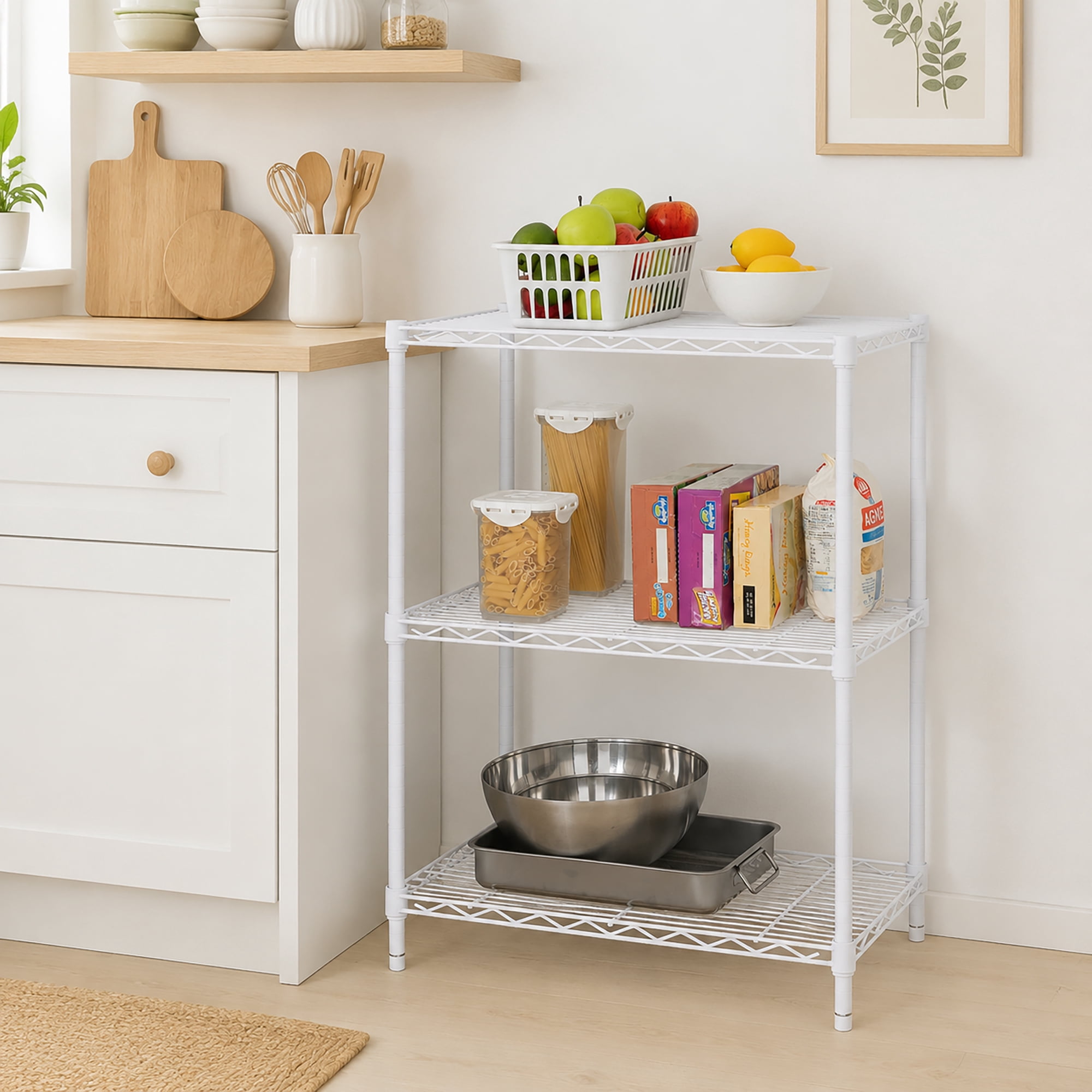 Hyper Tough 3-Tier Wire Shelving Rack, 750 lb Load Capacity, White