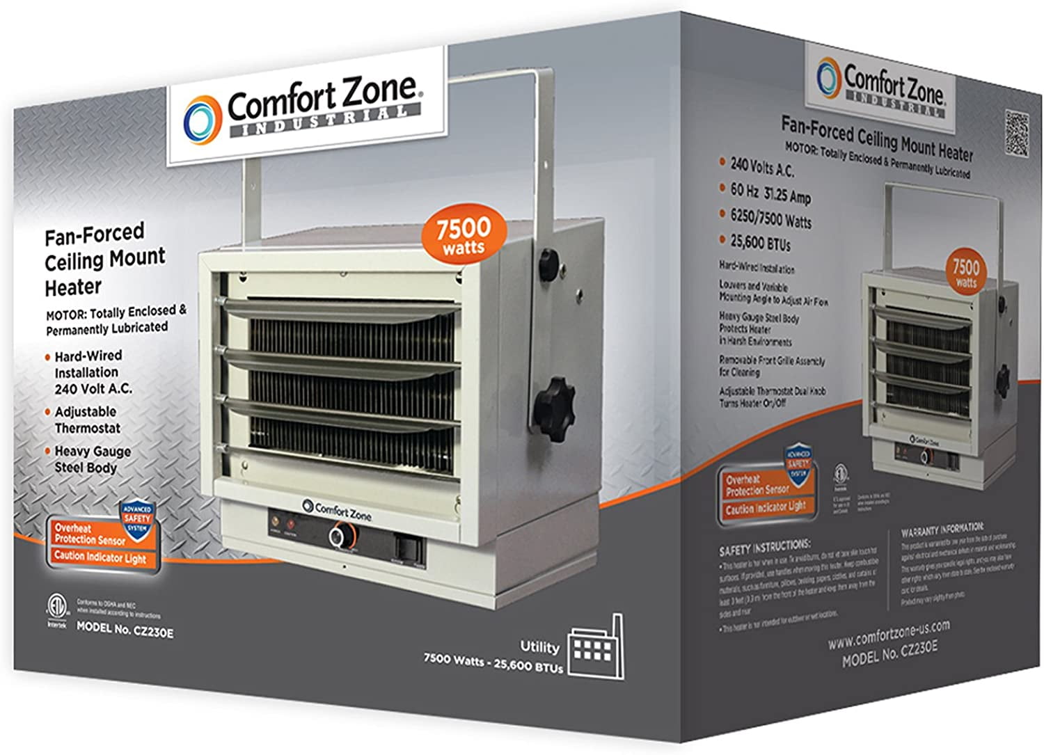 Comfort Zone Cz230e 7,500W Wall-Mount Heater - Walmart.com