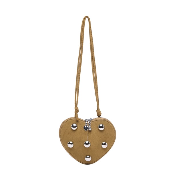 Bolso Cuerpo Cruzado para Mujeres en Forma Cartera Cuero Con Tachuelas PU Corazón