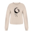thumbnail image 3 of Puliio Women's Crew Neck Sweatshirt Boho Moon Butterfly Graphic Print Loose Buttery Soft Long Sleeve Afternoon Tea Date Pullover Tops, 3 of 4