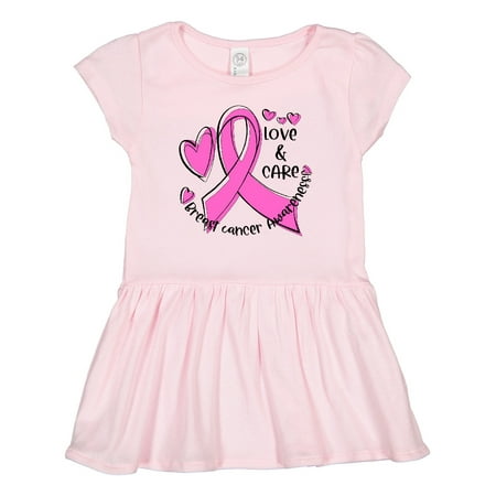 

Inktastic Love Care Cure Breast Cancer Awareness Pink Ribbon Gift Toddler Girl Dress