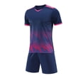 thumbnail image 3 of EnJoCho Boys Soccer Clothes Short Sleeve Loose Gradient Tshirt + Shorts Kids Girls Training Athleti𝖼 𝖳racksuit Outfits for 5-13 Years, 3 of 5